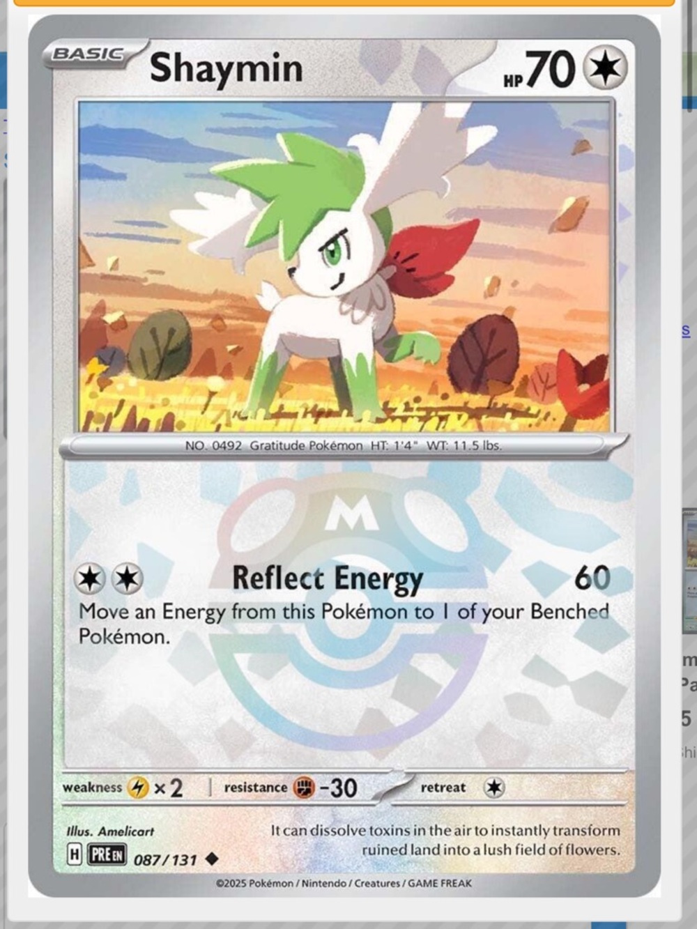 Shaymin [Master Ball] #87 Pokemon Prismatic Evolutions